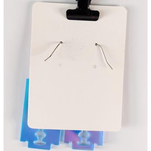 Acrylic Razor Blade Earrings Iridescent Blue Dangle Pierced Alt  Whimsygoth - Picture 8 of 9
